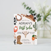 Eerste Rodeo Western Cowboy Eerste Verjaardag Briefkaart (Staand voorkant)