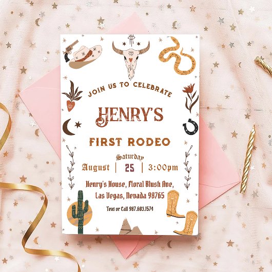 Eerste Rodeo Western Cowboy Eerste Verjaardag Kaart