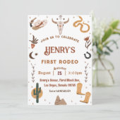 Eerste Rodeo Western Cowboy Eerste Verjaardag Kaart (Staand voorkant)