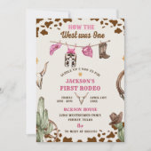 Eerste Rodeo Western Cowboy Eerste Verjaardagsfees Kaart (Voorkant)