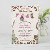 Eerste Rodeo Western Cowboy Eerste Verjaardagsfees Kaart (Staand voorkant)
