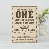 Eerste Rodeo Western Cowboy Eerste Verjaardagsfees Kaart (Staand voorkant)