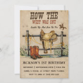 Eerste Rodeo Western Cowboy Eerste Verjaardagsfees Kaart (Voorkant)