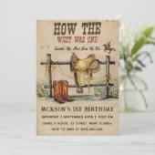 Eerste Rodeo Western Cowboy Eerste Verjaardagsfees Kaart (Staand voorkant)