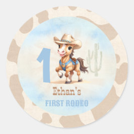 Eerste Rodeo Western Cowboy Paard 1e Verjaardag Ronde Sticker