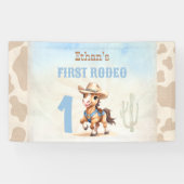 Eerste Rodeo Western Cowboy Paard Verjaardagsjonge Spandoek (Horizontaal)