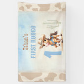 Eerste Rodeo Western Cowboy Paard Verjaardagsjonge Spandoek (Verticaal)
