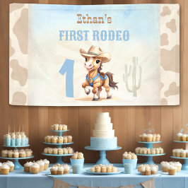 Eerste Rodeo Western Cowboy Paard Verjaardagsjonge Spandoek