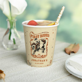 Eerste Rodeo Western Cowboy verjaardagsfeestje Papieren Bekers