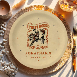 Eerste Rodeo Western Cowboy verjaardagsfeestje Papieren Bordje