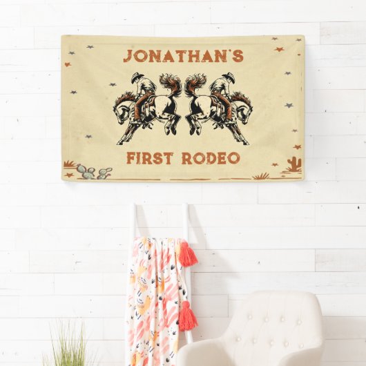 Eerste Rodeo Western Cowboy verjaardagsfeestje Spandoek (Insitu)