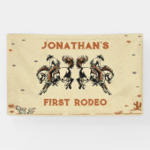 Eerste Rodeo Western Cowboy verjaardagsfeestje Spandoek (Horizontaal)