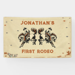 Eerste Rodeo Western Cowboy verjaardagsfeestje Spandoek