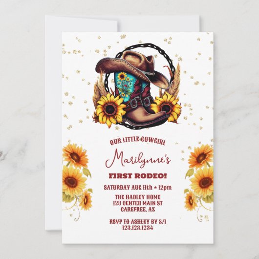 Eerste Rodeo Western Cowgirl 1e Verjaardag Kaart (Voorkant)