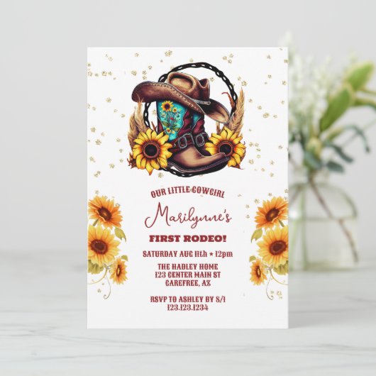 Eerste Rodeo Western Cowgirl 1e Verjaardag Kaart (Staand voorkant)