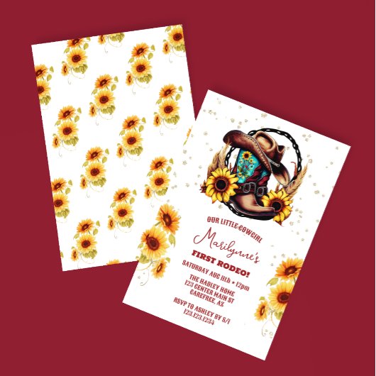 Eerste Rodeo Western Cowgirl 1e Verjaardag Kaart