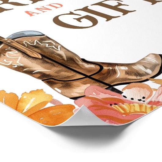 Eerste Rodeo Western Girl Kaarten en Cadeaus Bord Poster (Hoek)
