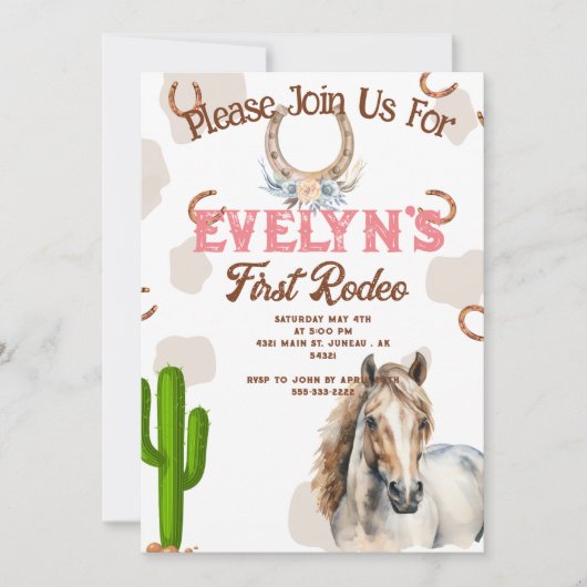 Eerste Rodeo Western Hoefijzer Bedankkaart (Voorkant)