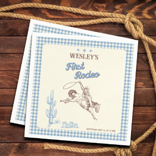 Eerste Rodeo Western Jongen 1e Verjaardag Papieren Servet