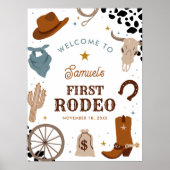 Eerste Rodeo Western Jongen Eerste Verjaardag Welk Poster (Voorkant)