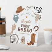 Eerste Rodeo Western Jongen Eerste Verjaardag Welk Reclamebord Met Voetstuk (Insitu)