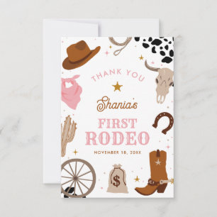 Eerste Rodeo Western Meisje 1e Verjaardag Bedankkaart