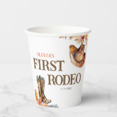 Eerste Rodeo Western Meisje 1e Verjaardag Papieren Bekers (Voorkant)