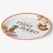 Eerste Rodeo Western Meisje 1e Verjaardag Papieren Bordje (Gekanteld)