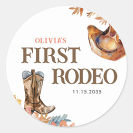 Eerste Rodeo Western Meisje 1e Verjaardag Ronde Sticker
