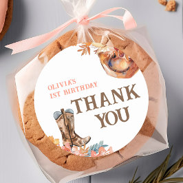 Eerste Rodeo Western Meisje 1e Verjaardag Ronde Sticker