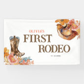 Eerste Rodeo Western Meisje 1e Verjaardag Spandoek (Horizontaal)