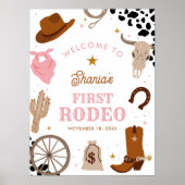 Eerste Rodeo Western Meisje Eerste Verjaardag Welk Poster (Voorkant)