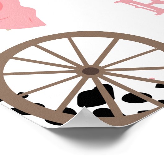 Eerste Rodeo Western Meisje Eerste Verjaardag Welk Poster (Hoek)