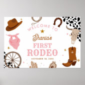 Eerste Rodeo Western Meisje Eerste Verjaardag Welk Poster (Voorkant)