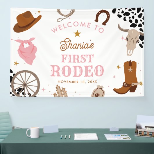 Eerste Rodeo Western Meisje Eerste Verjaardag Welk Spandoek (Beurs)