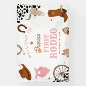 Eerste Rodeo Western Meisje Eerste Verjaardag Welk Spandoek (Verticaal)