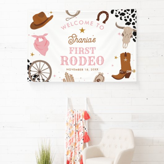 Eerste Rodeo Western Meisje Eerste Verjaardag Welk Spandoek (Insitu)