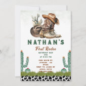 Eerste Rodeo Western Paard Cowboy Pet Cactus Kaart (Voorkant)