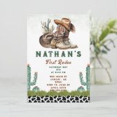 Eerste Rodeo Western Paard Cowboy Pet Cactus Kaart (Staand voorkant)