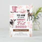 Eerste Rodeo Western Verjaardagsmeisje Kaart (Staand voorkant)