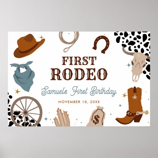 Eerste Rodeo Western Wild West Boy Eerste Verjaard Poster (Voorkant)