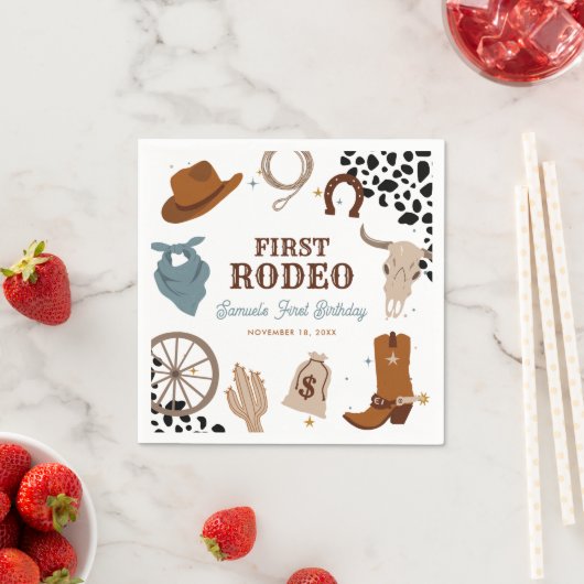 Eerste Rodeo Western Wild West Boy Eerste Verjaard Servet (Insitu)