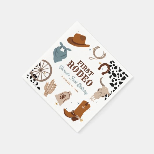 Eerste Rodeo Western Wild West Boy Eerste Verjaard Servet (Hoek)