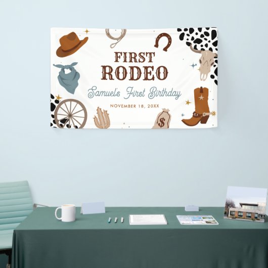 Eerste Rodeo Western Wild West Boy Eerste Verjaard Spandoek (Beurs)