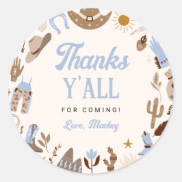 Eerste Rodeo Western Wild West Cowboy Blauw Verjaa Ronde Sticker