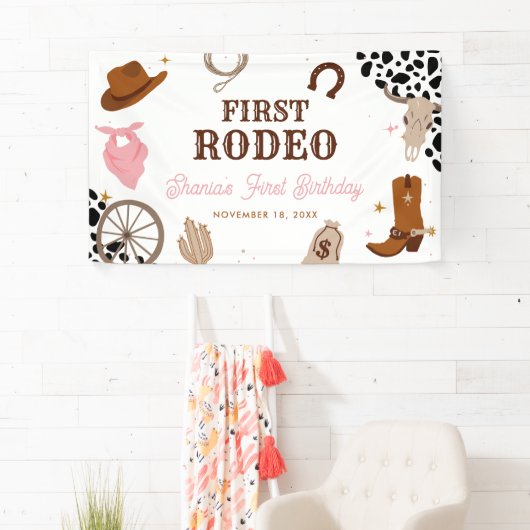 Eerste Rodeo Western Wild West Meisje Eerste Verja Spandoek (Insitu)