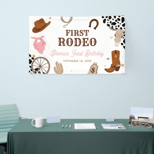 Eerste Rodeo Western Wild West Meisje Eerste Verja Spandoek (Beurs)