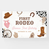 Eerste Rodeo Western Wild West Meisje Eerste Verja Spandoek (Horizontaal)