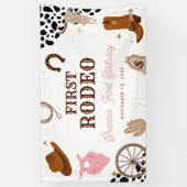 Eerste Rodeo Western Wild West Meisje Eerste Verja Spandoek (Verticaal)