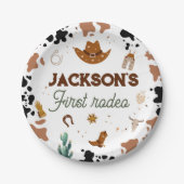 Eerste Rodeo Westerne Cowboy 1e verjaardag Papieren Bordje (Voorkant)